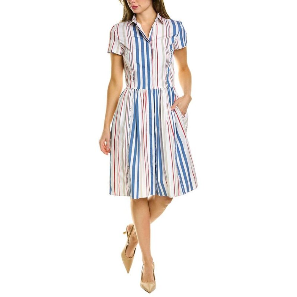Oscar De La Renta Womens Midi Shirtdress, White